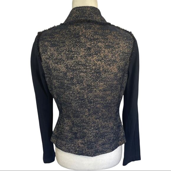 Worth Navy and Shimmering Gold Fringed Button Front Jacket Size 6 - Picture 6 of 9